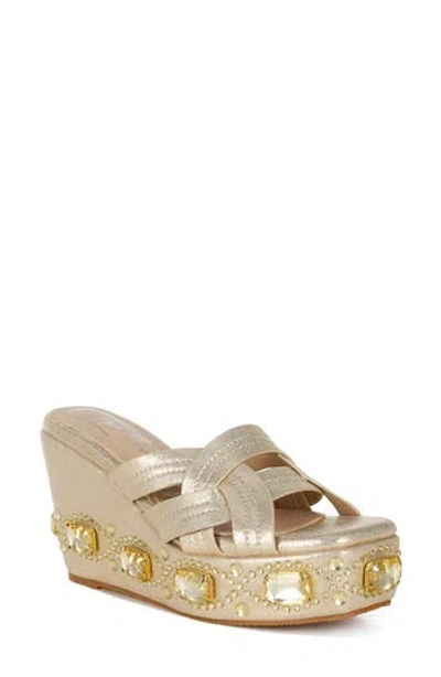 London Rag Blistronic Platform Wedge Sandal In Gold