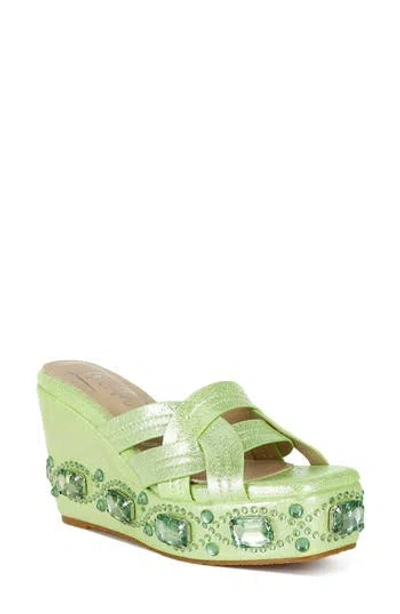 London Rag Blistronic Platform Wedge Sandal In Green