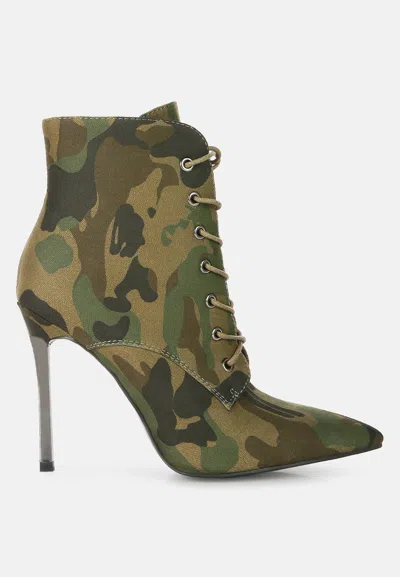 London Rag Bornsta Velvet High Heeled Velvet Boots In Green