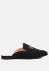 London Rag Briar Horsebit Embellishment Slip On Mules In Black