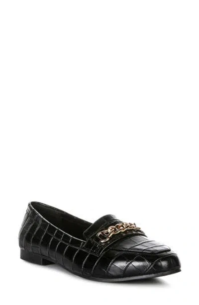 London Rag Bro Zone Croc Embossed Chain Detail Loafer In Black