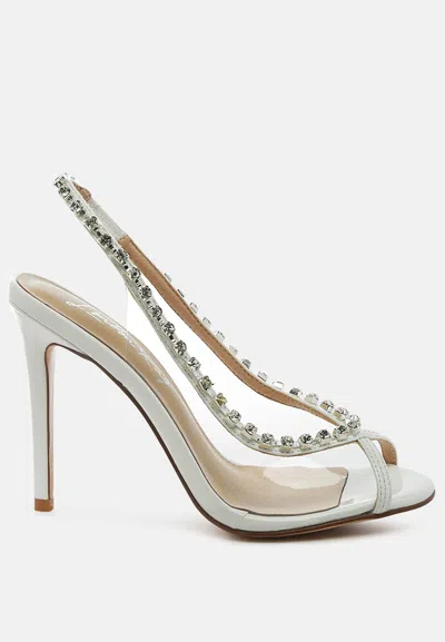 London Rag Camarine Clear Diamante Slingback High Heeled Sandals In White