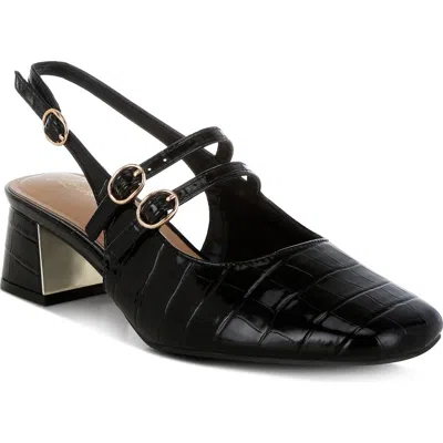 London Rag Cananga Croc Embossed Slingback Pump In Black