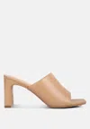 London Rag Cannes Slip-on Mid Heel Sandals In Beige