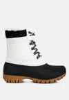 London Rag Capucine Fur Collar Contrasting Lug Sole Boots In White