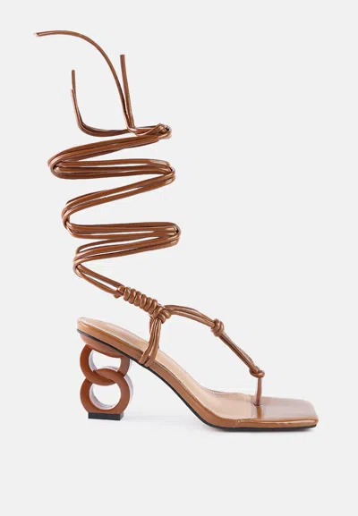 London Rag Cassino Thong Chain Heel Sandals In Brown