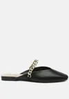 London Rag Catch Bling Chain Strap Flat Shoes In Black