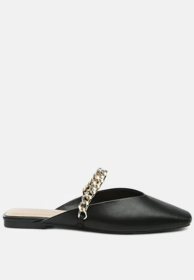 London Rag Catch Bling Chain Strap Flat Shoes In Black