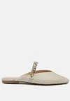 London Rag Catch Bling Chain Strap Flat Shoes In Grey