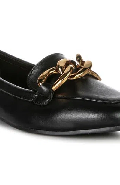 London Rag Chain Detail Faux Leather Loafer In Black