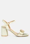 London Rag Chaplet Textured Block Heel Sandals In Gold