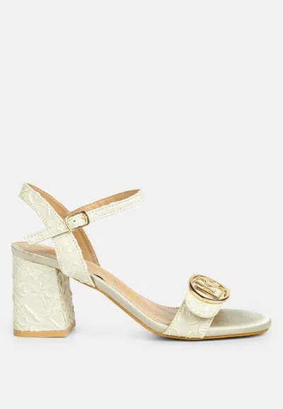London Rag Chaplet Textured Block Heel Sandals In Gold