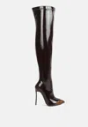 London Rag Chimes High Heel Patent Long Boots In Multi