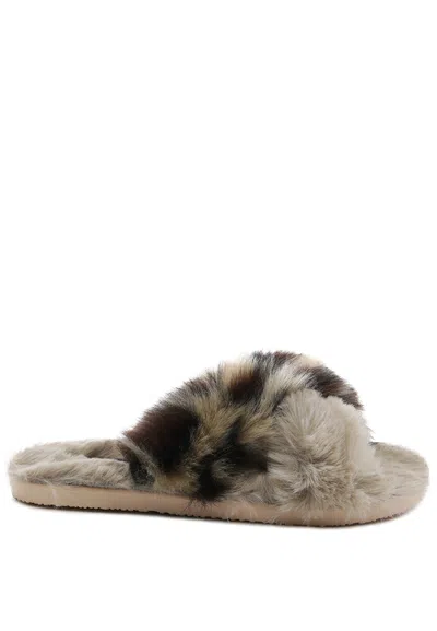 London Rag Chipmunk Times Fur Indoor Flats In Grey