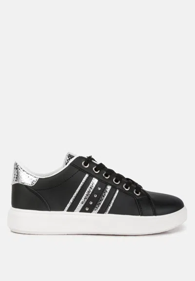London Rag Claude Faux Leather Back Panel Detail Sneakers In Black