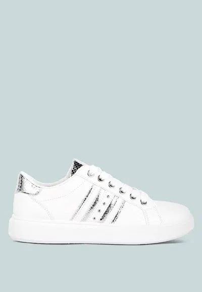 London Rag Claude Faux Leather Back Panel Detail Sneakers In White