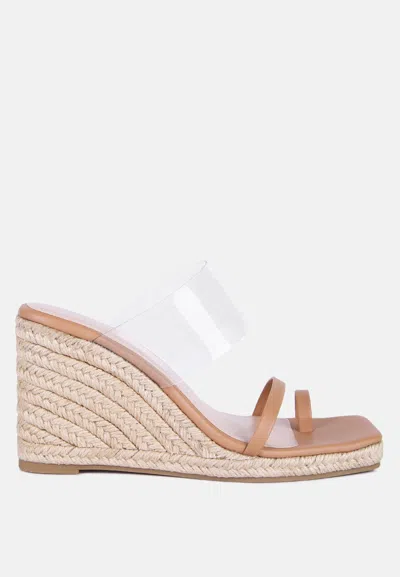 London Rag Clear Path Toe Ring Espadrilles Wedge Sandals In Brown