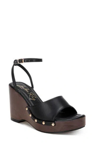 London Rag Colada Ankle Strap Studded Wedge Sandal In Multi