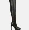 London Rag Confetti Stretch Pu High Heel Long Boots In Black