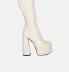 London Rag Coraline High Block Heeled Calf Boots In White