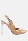 London Rag Coveted Stiletto Heeled Slingback Sandals In Beige