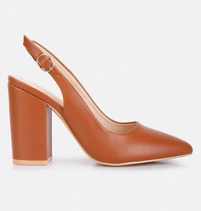 London Rag Creidne Block Heel Pointed Toe Sandals In Brown