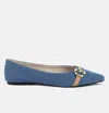 London Rag Cressida Denim Horsebit Detail Ballet Flats In Blue