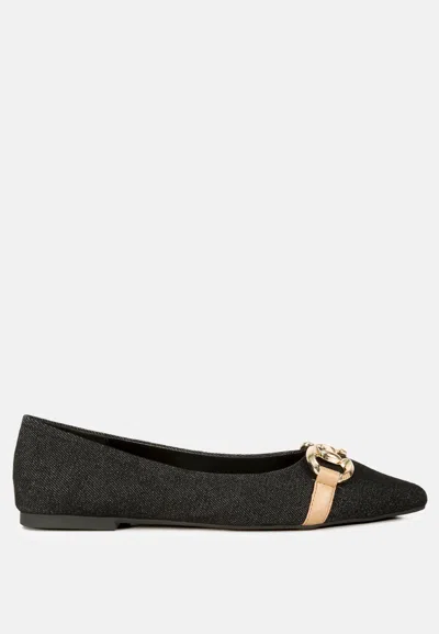 London Rag Cressida Denim Horsebit Detail Ballet Flats In Multi