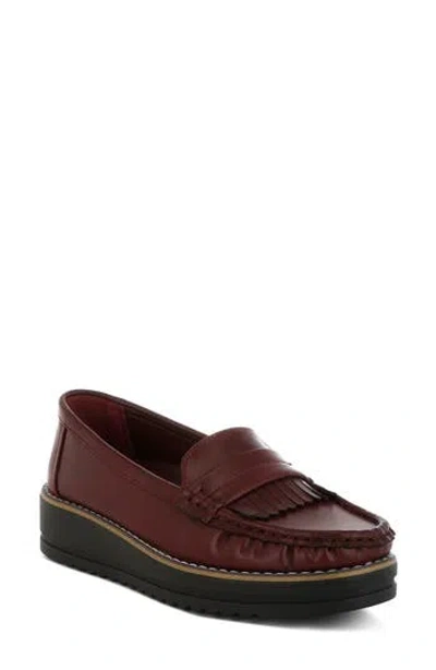 London Rag Croyda Fringe Platform Loafer In Burgundy