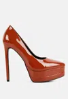 London Rag Cuddles Patent Pu High Heeled Pumps In Brown