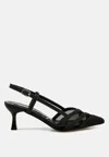 London Rag Daldra Kitten Heel Slingback Sandals In Black