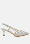 London Rag Daldra Kitten Heel Slingback Sandals In White