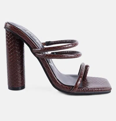 London Rag Dandelion High Block Heeled Croc Sandals In Brown