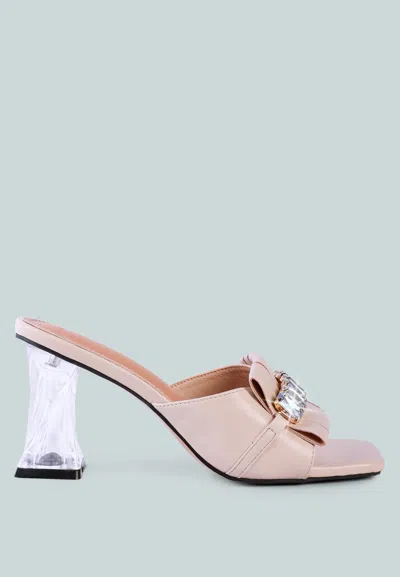 London Rag Deeba Clear Heel Jewel Sandals In Pink
