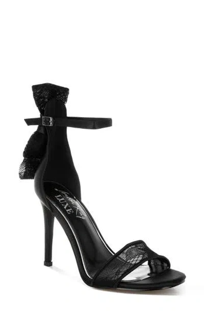 London Rag Delancy Lace Bow Satin Stiletto Sandal In Black