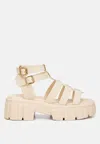 London Rag Dewey Recycled Faux Leather Gladiators In Beige