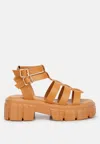 London Rag Dewey Recycled Faux Leather Gladiators In Brown