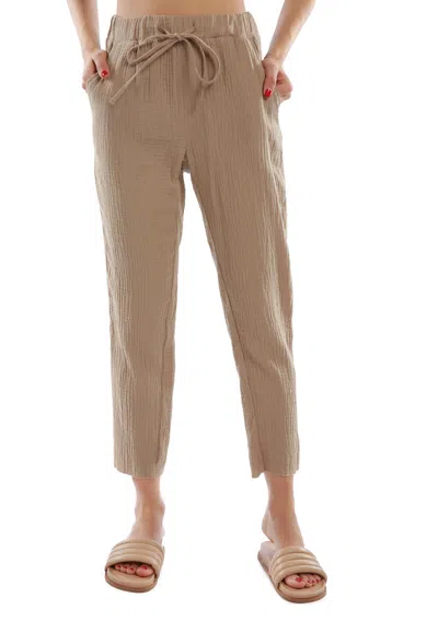 London Rag Drawstring Narrow Bottom Summer Pants In Brown