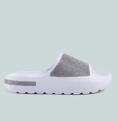 London Rag Dumba Diamante Pool Sliders In Purple