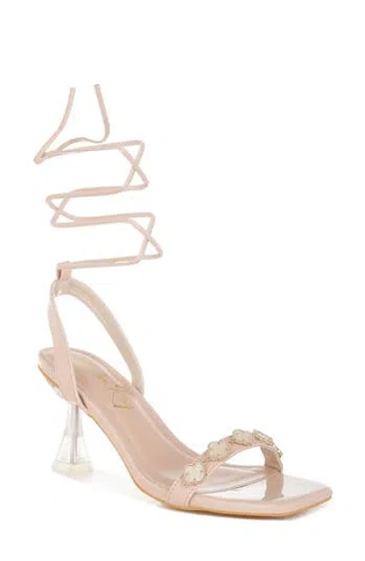 London Rag Ebina Charm Clear Heel Ankle Wrap Sandal