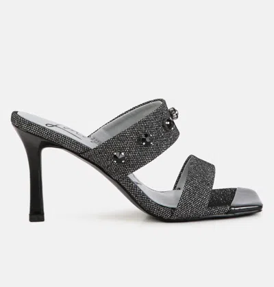 London Rag Edm Queen Diamante Adorned Glitter Sandals In Black