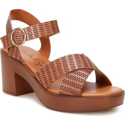 London Rag Elenia Platform Block Heel Sandal In Brown