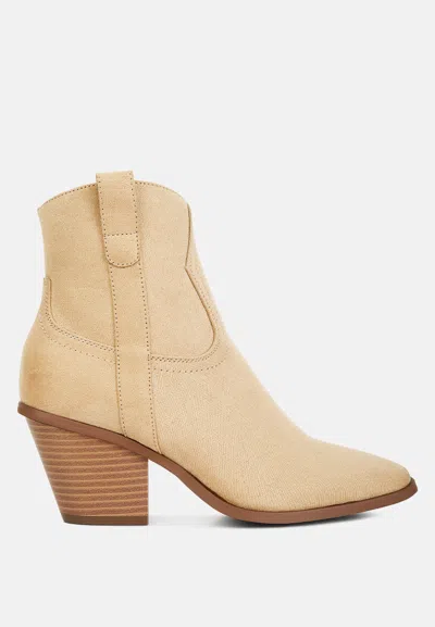 London Rag Elettra Ankle Length Cowboy Boots In Beige
