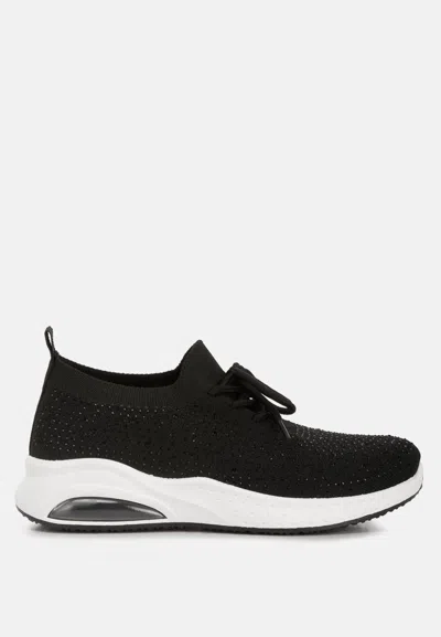 London Rag Elizha Stud Embellished Lace Up Sneakers In Black