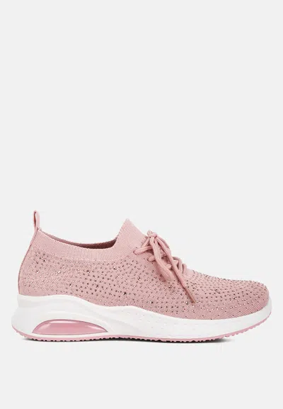 London Rag Elizha Stud Embellished Lace Up Sneakers In Pink