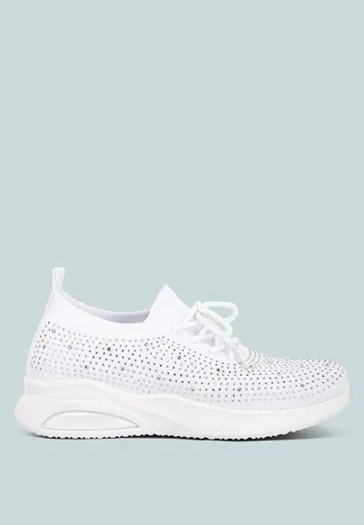 London Rag Elizha Stud Embellished Lace Up Sneakers In White
