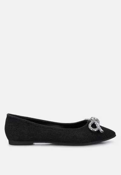 London Rag Ellerby Embellished Bow Detail Ballet Flats In Black