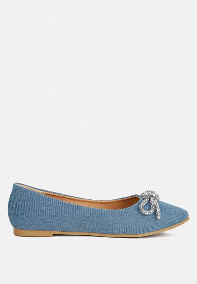 London Rag Ellerby Embellished Bow Detail Ballet Flats In Blue