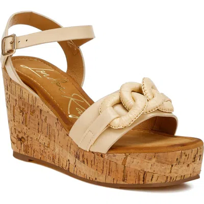 London Rag Emelda Platform Wedge Sandal In Neutral