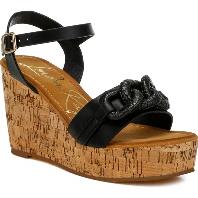 London Rag Emelda Platform Wedge Sandal In Black